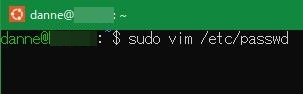 sudo vim /etc/passwd